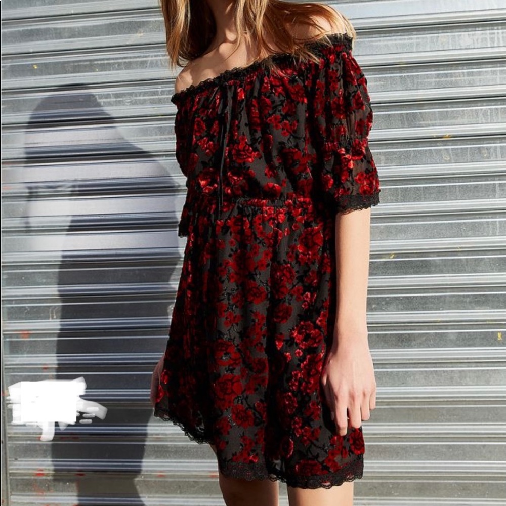 The Kooples Red Roses Velvet / Lace Dress